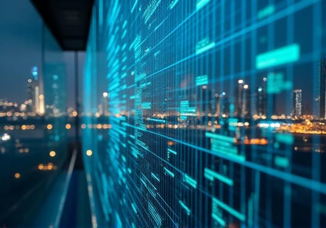 Digital interface showing financial data over Pasay City skyline