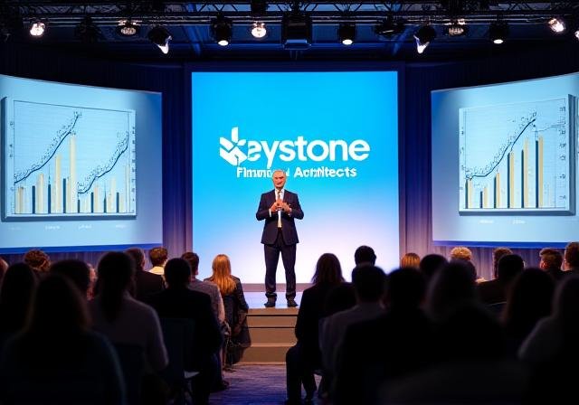 Keynote speaker presenting at the Annual Business Conference on Finance